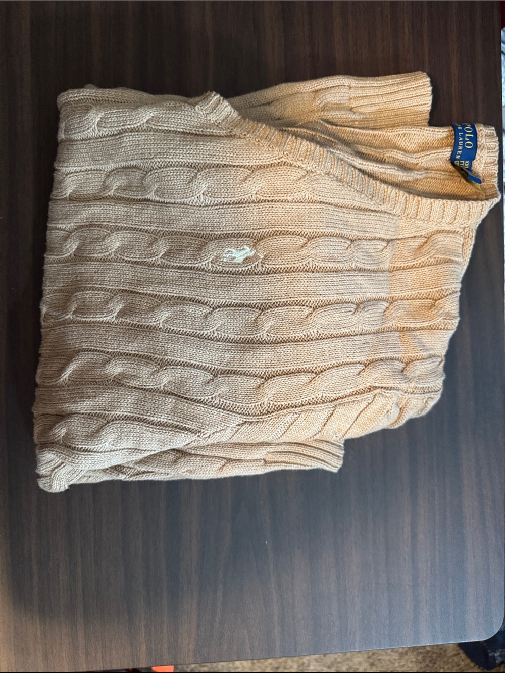 Polo by Ralph Lauren Women V-Neck Cable Knit Sweater - Cream